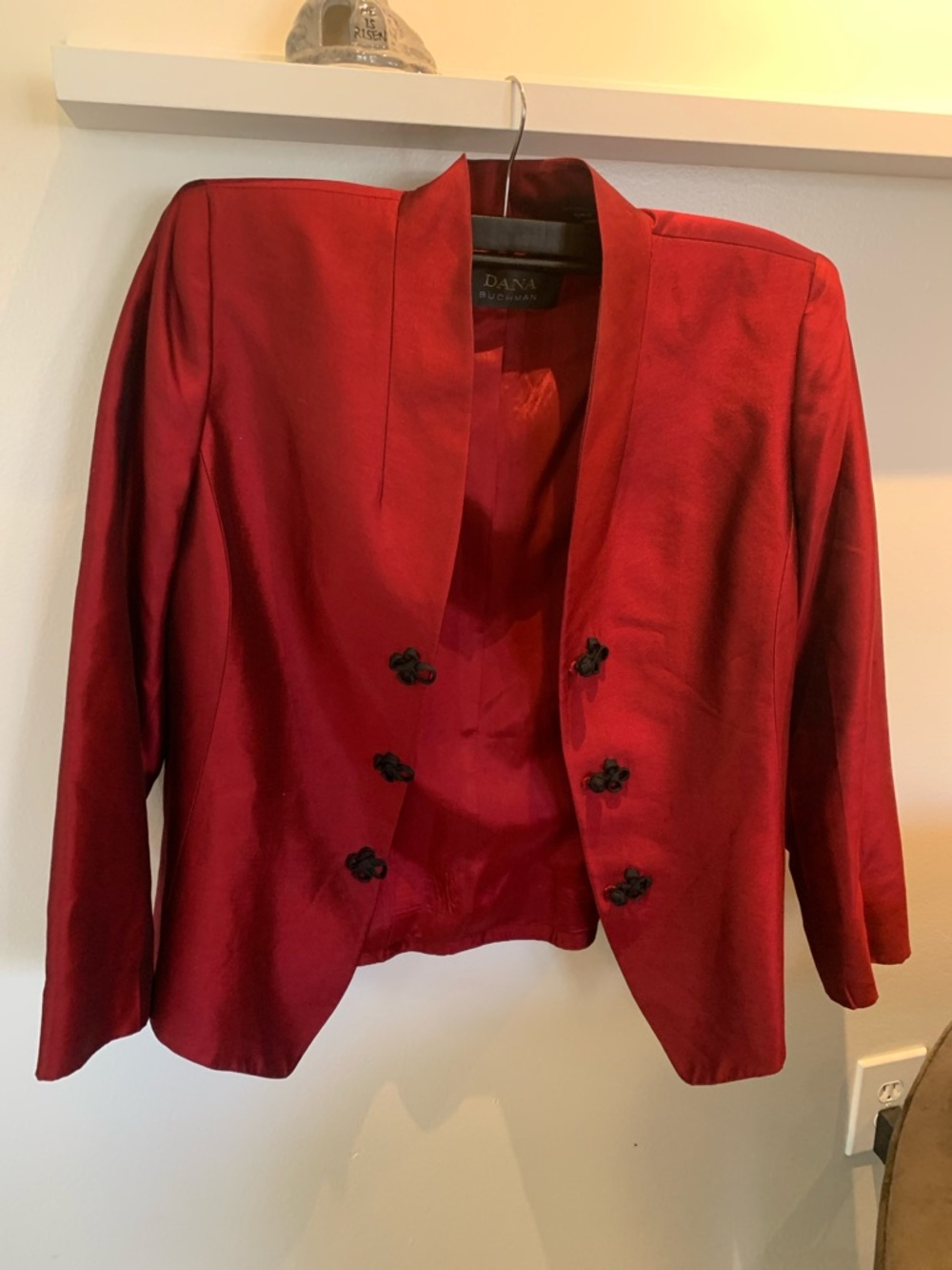 Dana Buchman Red Open-Front Blazer with Decorative Buttons